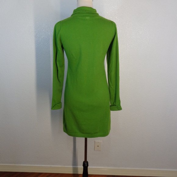 Tyler Boe Green Sweater Dress sz Small Cotton Cashmere blend bright color! - Picture 4 of 6